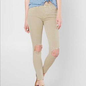 FREE PEOPLE Khaki Ripped Skinny Jeans